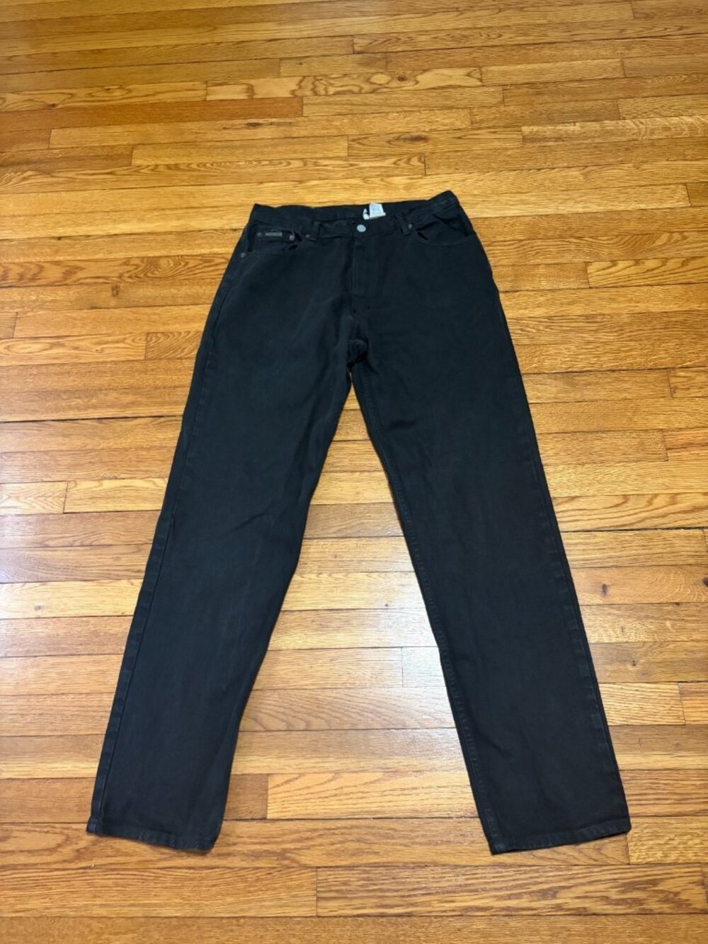 Calvin Klein Mens Jeans Size 34x34 Black 100% Cotton Dark Straight Leg